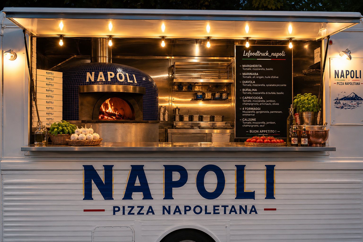 Le camion Pizza Napoli et son four à bois